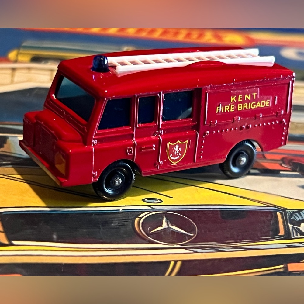 Vintage Matchbox No. 57 Land Rover Fire Truck Lesney England Kent Brigade